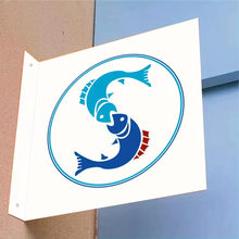 Load image into Gallery viewer, Custom Non-Illuminated Shop Front Signage Double-Sided Metal Hanging Sign for Business Logo, No Electricity Needed