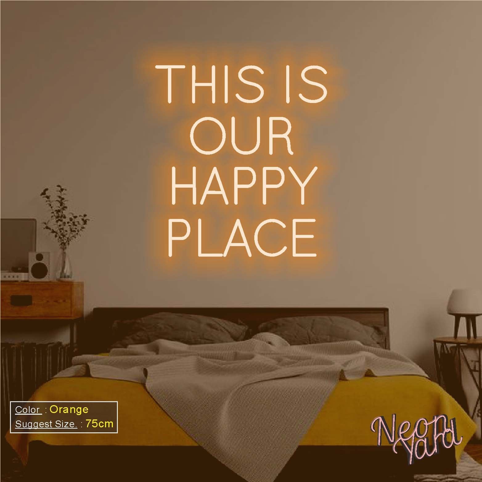 Looklight This is Our Happy Place Neon Sign Warm White Neon Looklight This is Our Happy Place Neon Sign Warm White Neon