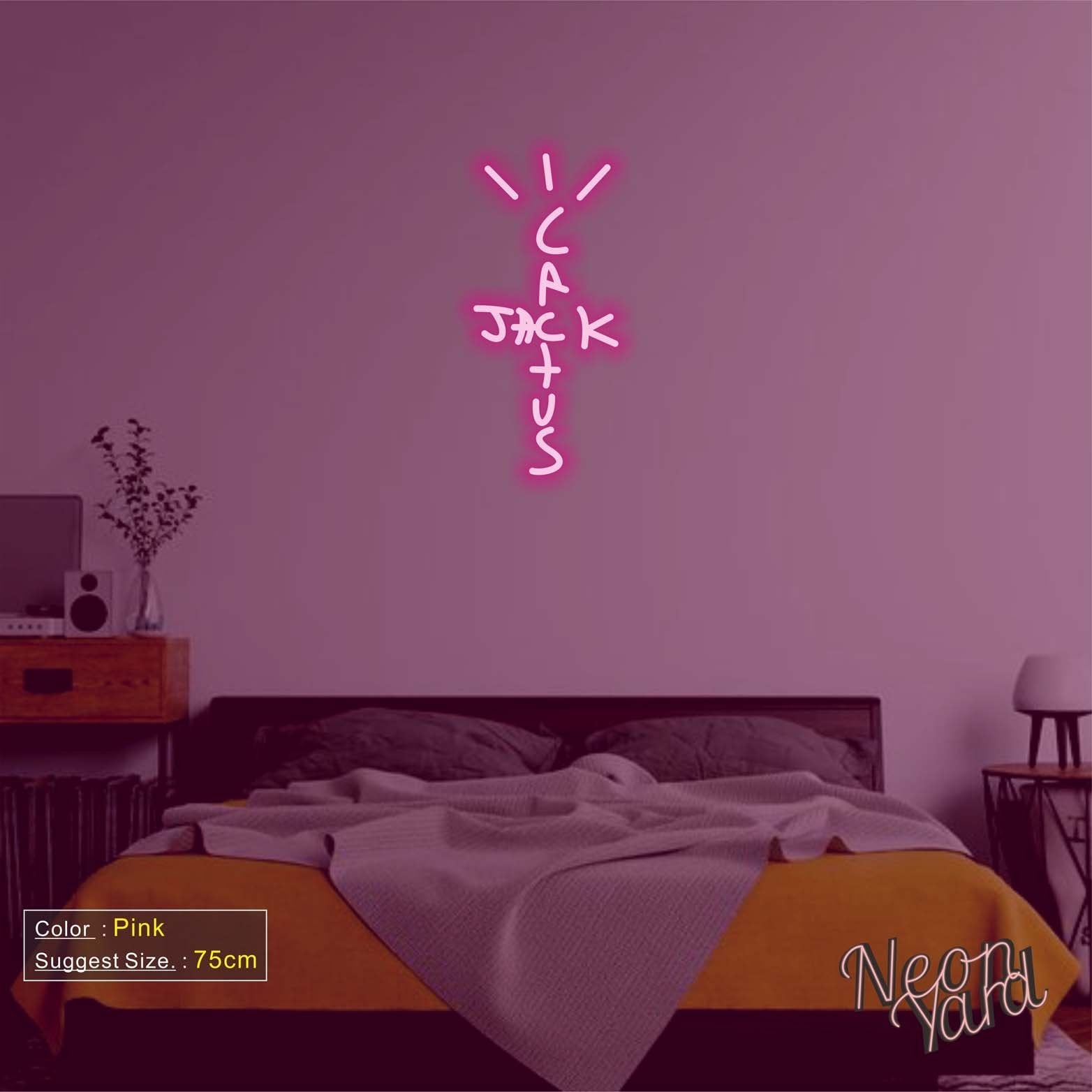 CACTUS JACK Neon Sign Pink / 50cm / Yes[+20USD] Shipped within 4-7 days