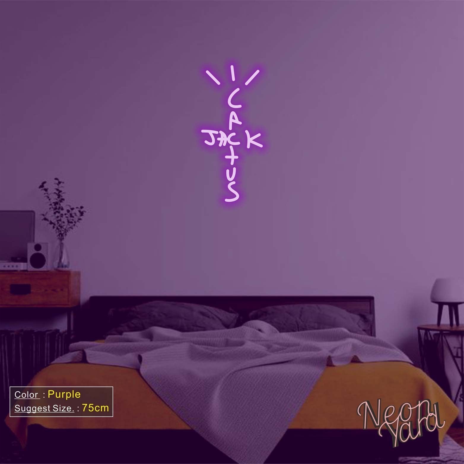 cactus jack sign CACTUS JACK Neon Sign Purple / 75cm / Yes[+20USD] Shipped within 4-7 days